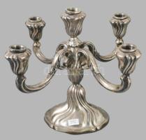 Ezüst (Ag) ötágú gyertyatartó. Jelzett, 1888 utáni német hold korona fémjel, 835 ezrelékes ezüst, al...