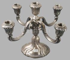 Ezüst (Ag) ötágú gyertyatartó. Jelzett, 1888 utáni német hold korona fémjel, 835 ezrelékes ezüst, al...