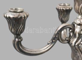 Ezüst (Ag) ötágú gyertyatartó. Jelzett, 1888 utáni német hold korona fémjel, 835 ezrelékes ezüst, al...