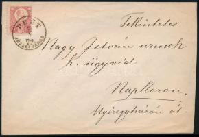 1872 Távolsági levél Réznyomat 5kr bérmentesítéssel, luxus minőség / Domestic cover with 5kr frankin...