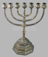 Nagyméretű bronz menóra. Orosz, cca 19. sz. közepe, 30x38 cm /// Large bronze menorah. Russian, circ...