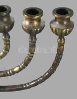 Nagyméretű bronz menóra. Orosz, cca 19. sz. közepe, 30x38 cm /// Large bronze menorah. Russian, circ...