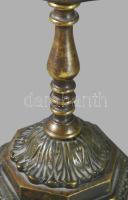 Nagyméretű bronz menóra. Orosz, cca 19. sz. közepe, 30x38 cm /// Large bronze menorah. Russian, circ...