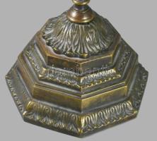 Nagyméretű bronz menóra. Orosz, cca 19. sz. közepe, 30x38 cm /// Large bronze menorah. Russian, circ...