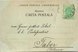 1899 Turnu Severin, Szörényvár; Piata Tudor Vladimirescu / square at night in moonlight, shop of T. ...