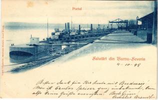 1899 Turnu Severin, Szörényvár; Portul / port. Edit. Josef Frisch (cut)