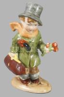 Wagner &amp; Apel Bertram esernyős férfi virággal. Jelzett, kézzel festett, kopással, m: 15 cm