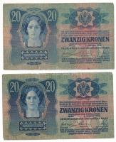 1913. 20K felülbélyegzés nélkül (2x) T:F,VG