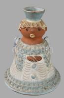 Kiss Roóz Ilona (1920-2010): Angyalalakos gyertyatartó. Jelzett, hibátlan, m: 16 cm