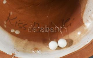 Kiss Roóz Ilona (1920-2010): Angyalalakos gyertyatartó. Jelzett, hibátlan, m: 16 cm