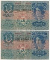 1913. 20K felülbélyegzés nélkül (2x) T:F,VG