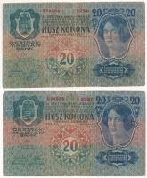1913. 20K felülbélyegzés nélkül (2x) T:F,VG