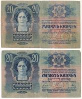 1913. 20K felülbélyegzés nélkül (2x) T:F,VG