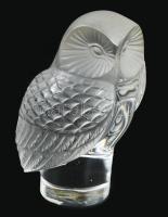 Lalique bagoly asztaldísz. Részben savmaratott kristály, címkével és gravírozással jelzett, hibátlan...