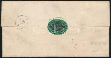 1872 Ajánlott távolsági levél Réznyomat 15kr bérmentesítéssel / Registered domestic cover with 15kr ...