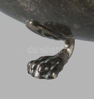 cca 1955 George Stephanides ciprusi ezüst (Ag) kínáló, üvegbetéttel, oldalán címeres díszítménnyel. ...