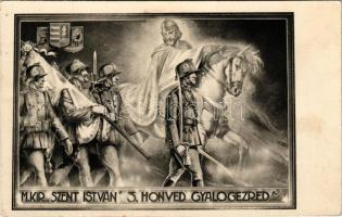 1940 M. Kir. Szent István 3. Honvéd Gyalogezred / WWII Hungarian military art postcard (EK)