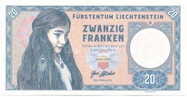 Liechtenstein 2020. 20Fr "D01 00572" mintabankjegy, fantáziabankjegy "Gabrisnote&quot...