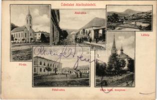 1910 Alsókubin, Dolny Kubín; Alsó és Felső utca, Fő tér, Római katolikus templom, látkép. Neumann Jó...
