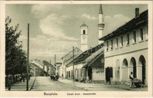 Banja Luka, Banjaluka; Carski drum / Kaisertstraße / street view, mosque. Verlag Ladislav Wolf