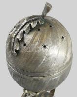 Ezüst (Ag) makk alakos besamin tartó. cca 1890, Orosz Birodalom, jelzett, m: 12 cm, 100g /// Silver ...