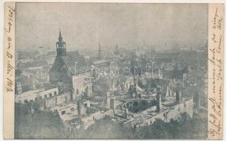 1913 Pozsony, Pressburg, Bratislava; nach dem Brande am 17. Mai 1913. / zsidónegyed az 1913. május 1...