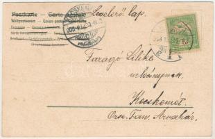 1908 Kassa, Kosice; Nemzeti Színház. Nyulászi Béla kiadása, szecessziós-virágos keret / theatre. Art...