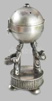 Ezüst (Ag) besamin tartó zenélő zsidók alakjával díszítve, 1894, Orosz Birodalom, m: 9 cm, 66g /// S...