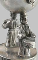 Ezüst (Ag) besamin tartó zenélő zsidók alakjával díszítve, 1894, Orosz Birodalom, m: 9 cm, 66g /// S...