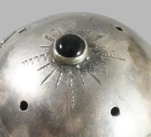 Ezüst (Ag) besamin tartó zenélő zsidók alakjával díszítve, 1894, Orosz Birodalom, m: 9 cm, 66g /// S...