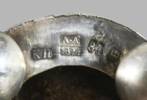Ezüst (Ag) besamin tartó zenélő zsidók alakjával díszítve, 1894, Orosz Birodalom, m: 9 cm, 66g /// S...