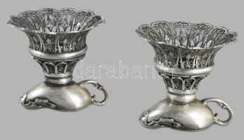 2 darab filigrán ezüst (Ag) samesz. Jelzett, 925-ös ezüst, m: 5cm, 95g /// Two filigree silver (Ag) ...