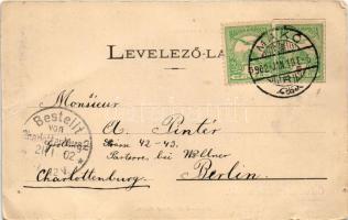 1902 Makó, Fő tér, Központi kávéház, gyógyszertár, üzletek.Gaál László kiadása (apró lyukak / tiny p...