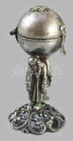 Ezüst (Ag) Mózes figurákkal díszített psumin tartó. Jelzett, 1891, m: 7 cm, 64g /// Silver (Ag) psum...
