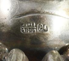 Ezüst (Ag) Mózes figurákkal díszített psumin tartó. Jelzett, 1891, m: 7 cm, 64g /// Silver (Ag) psum...