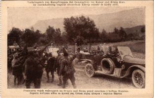 Vorbeimarsch von Kampftruppen der Isonzoarmee vor Kaiser und König Karl / Az Isonzo hadsereg csapata...