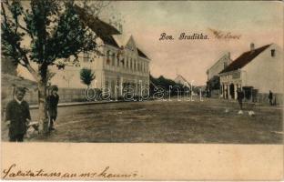 1903 Gradiska, Bosanska Gradiska / street view, Serbian school, shop (EK)