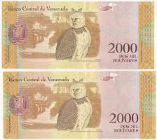 Venezuela 2016. 2000B (2x) sorszámkövetők "B09723838 - B09723839" T:UNC
Venezuela 2016. 2...