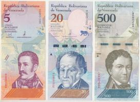 Venezuela 2017. 500B + 2018. 5B + 2018. 20B T:UNC,AU
Venezuela 2017. 500 Bolívares + 2018. 5 Bolíva...