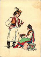 1941 Kalotaszegi népviselet, folklór / Hungarian folklore art postcard (fl)