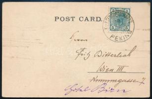 1906 Kínai képeslap osztrák 5H bélyeggel, "K.U.K. GESANDTSCHAFTS WACHTDETACHEMENT PEKING" ...