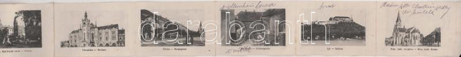 Munkács, Mukacheve, Mukachevo, Mukacevo; leporellólap 10 képpel. Meisels Bernát kiadása / leporelloc...