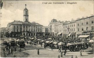 1917 Chernivtsi, Czernowitz, Cernauti, Csernyivci (Bukovina, Bucovina, Bukowina); Ringplatz / market...