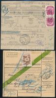 1949 Utánvételes szállítólevél, hozzá pótszállítólevél 70f portóval