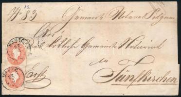 1862 2 x 5kr levélen / on cover "NASIC" - Fünfkirchen