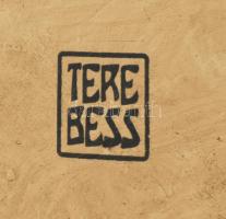 Meandermintás aszimmetrikus kétfüles kerámia váza. Jelzett, hibátlan, m: 21,5 cm