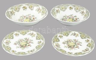 Ceranova klasszikus madár- és virágmintás 4 darabos kínáló készlet, jelzett, hibátlan, d: 23 cm