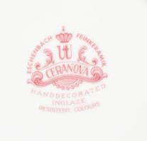 Ceranova klasszikus madár- és virágmintás 4 darabos kínáló készlet, jelzett, hibátlan, d: 23 cm