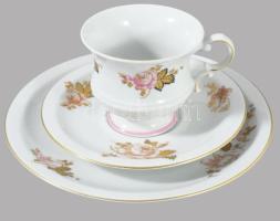 Arzberg egyszemélyes reggeliző készlet, csésze alátéttel és desszertes tányér. Jelzett, hibátlan, d: 19 cm