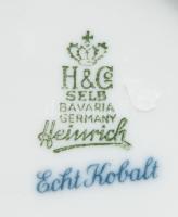 Heinrich kobaltkék rózsamintás vékonyporcelán váza. Jelzett, hibátlan, m: 22,5 cm